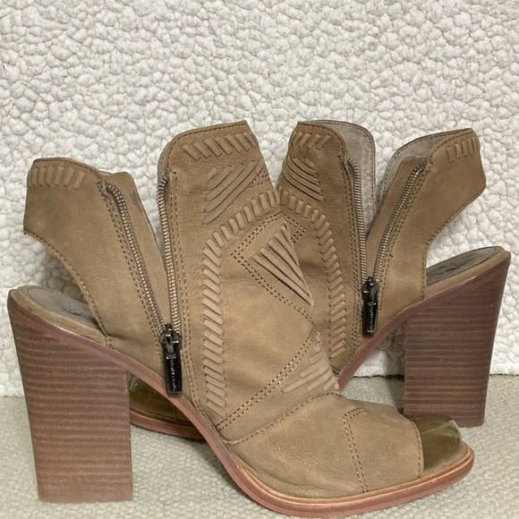 Vince Camaro Women's Taupe Leather Karinta Open Toe Booties Shoes SZ US 10 - Picture 8 of 10